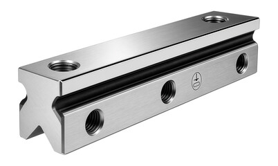 Obraz premium Precision-machined dovetail profile rail for linear motion systems in a robotics laboratory