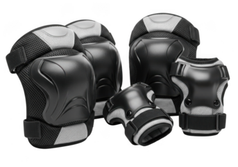 Protective gear set for sports isolated on transparent background