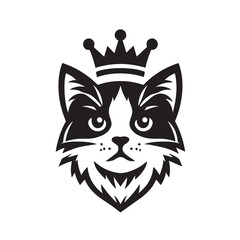 vector logo of a cat wearing a crown