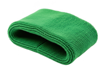 Green textured fabric roll isolated on transparent background