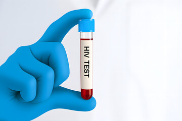 HIV Test Sample Held by Hand Representing Medical Laboratory Testing and Disease Awareness