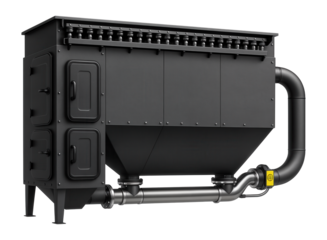 Industrial baghouse with a horizontal layout and pneumatic ash handling system for a waste incineration plant