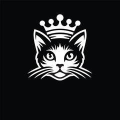 vector logo of a cat wearing a crown