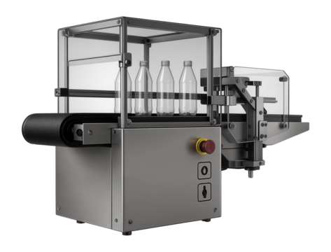 Integrated quality control station with conveyor belt integration and automated sorting mechanism for a bottling plant