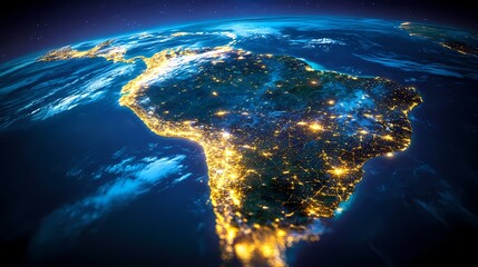 Fototapeta premium Earth's surface showing vibrant city lights against the dark night