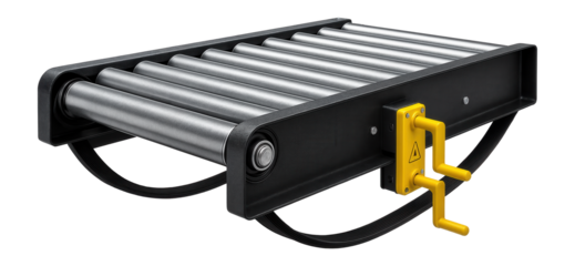 Roller conveyor with galvanized rollers and adjustable speed for a textile mill