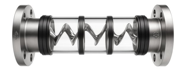 Static inline mixer with helical mixing elements encased in a pipe for homogeneous mixing of fluids in a water treatment plant