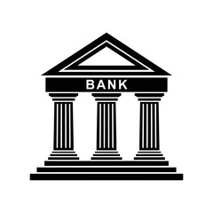 Obraz premium Vector art of image of a classic bank building facade with columns, representing financial stability and security in the economy