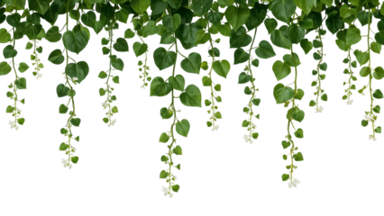Delicate green vines with tiny white flowers cascading gracefully, perfect for natural, fresh and elegant designs adding life