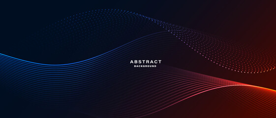 Colorful gradient wave lines on dark modern background © kanpisut