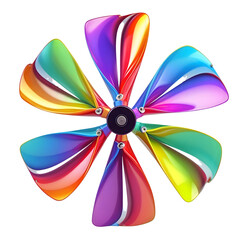 Obraz premium Vibrant Rainbow Propeller Spins Joyfully isolated on transparent background Generative AI.