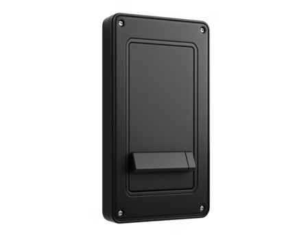 Modern black doorbell interface isolated on transparent background showing design and details