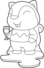 Squirrel Red wine Animal Vector Graphic Art Illustration