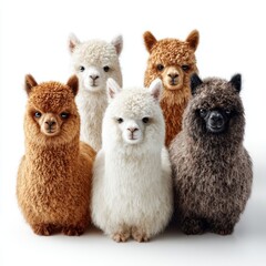 Fototapeta premium Group of Colorful Alpacas on White Background