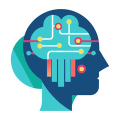 A high-tech vector illustration of intelligence in the human head