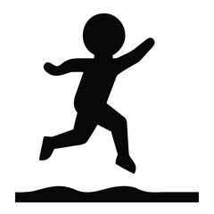 Silhouette of a kid jumping into a pool with splash. Great for children’s summer ads and fun promotions.