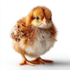 Obraz premium Tiny Brown Baby Chick on White