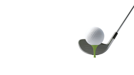 Close Up View of Golf Club About to Strike a White Golf Ball on a Green Tee Against a Transparent Background Illustrating a Moment of Precision and