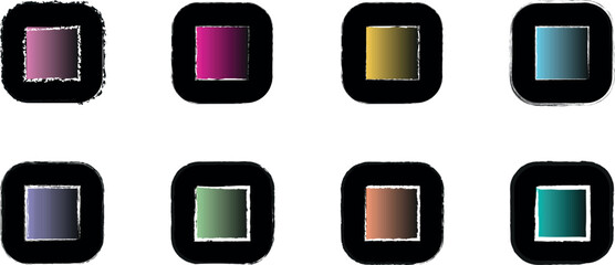 Rustic Hand-Drawn Frame Borders – Sketchy Square and Rectangular Pencil Outlines inside Gradiant Colour Square for Creative Journaling and Classroom Themes

