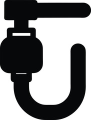 Minimalist Black Silhouette of a Faucet or Tap Design for Plumbing and Water Resource Management Icon