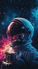 Astronaut in vibrant space