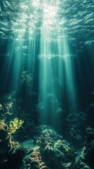 Sunlight Streaming Through Water Onto Seabed