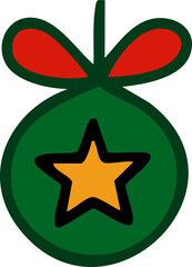 Christmas decorative elements vector set featuring candles, ornaments, Christmas trees, wreaths, pinecones, ribbons, crackers, and holiday-themed objects in cute festive cartoon style