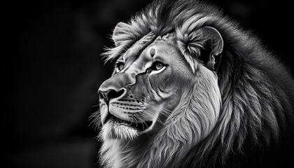 detailed outline of a majestic lion s profile in black and white