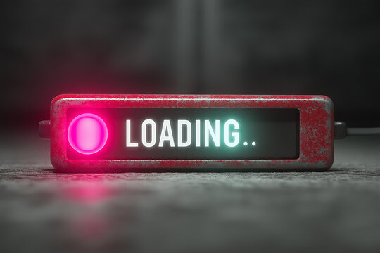 Loading Icon: A captivating, slightly aged digital interface, illuminated in vibrant hues.