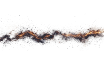 Abstract colorful splash of liquid and particles isolated on transparent background. Horizontal of electric current with lightning sparks isolated on white background.