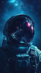 Astronaut helmet, cosmos, deep space