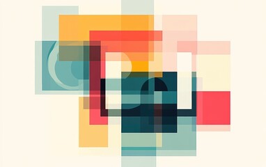 Futuristic digital art wallpaper with a bright, colorful geometric pattern of overlapping squares and cubes for a creative business and technology concept