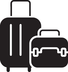 Obraz premium Dual Rolling Luggage with Briefcase Travel Vector Icon 