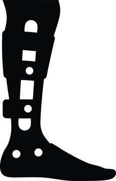 Silhouette of Ankle Foot Orthosis AFO Brace for Leg Support Rehabilitation and Medical Treatment with Cutout Design on White Background