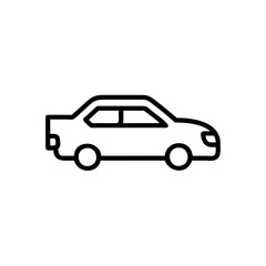Outline sedan car icon on automobile vehicle