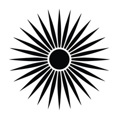 Black Sunburst Design Graphic Element Simple Geometric Vector Illustration on White Background