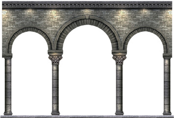 Antique white colonnade with columns