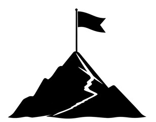 Minimalist Mountain and Flag Graphic for Adventure and Achievement