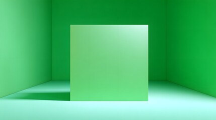Fototapeta premium Green cube in a corner display.