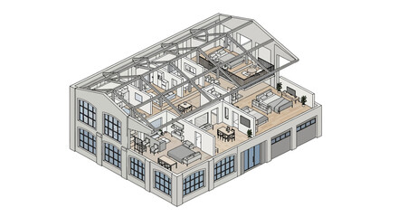 loft apartment interior architectural plan cutaway © hamzahalderad