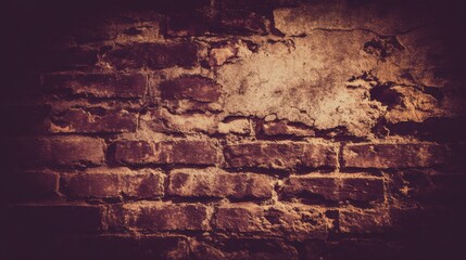 Obraz premium A rugged brick wall with an unfinished ceiling, showcasing uneven bricks and rough mortar joints,