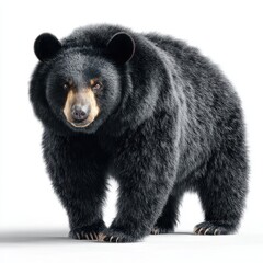 Fototapeta premium American Black Bear Standing on White Background