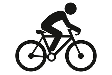 Simple Black and White Bicycle Rider Icon for Transportation and Recreation