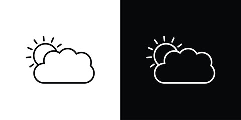 Partially cloudy icon. Minimalist vector design. Editable stroke. EPS10