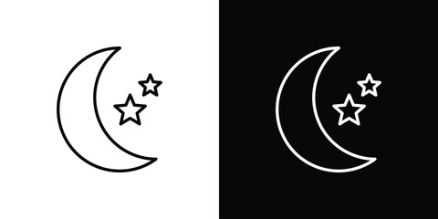 Moon stars icon. Minimalist vector design. Editable stroke. EPS10
