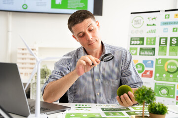 People in Modern corporate work on renewable energy to representing ESG Enviromental, Social,...