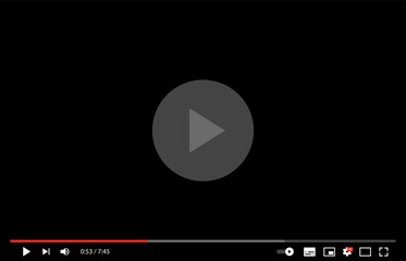 Video Player Interface Mockup – Multimedia Playback Screen Template Vector
