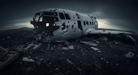 Icelandic Plane Wreckage: A Dark, Dramatic Scene