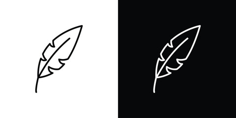 Feather icon. Minimalist vector design. Editable stroke. EPS10
