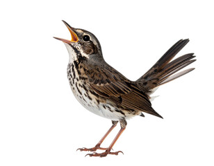 Singing Bird with Open Beak on Isolated Background